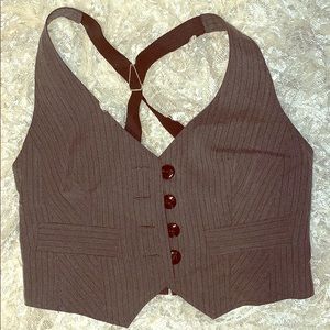 Gray vest with fine pinstripes